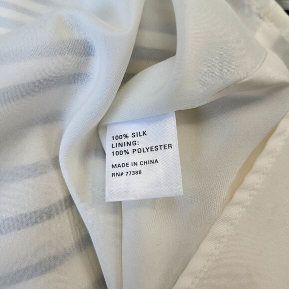 Broadway & Broome Ivory 100 % Silk Striped Dress Size 4 - Chic 2025 Trend - Picture 10 of 13